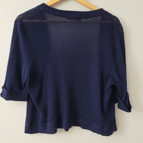 TanJay Women's Blue Knit Cropped Cardigan Sweater - Picture 8 of 10